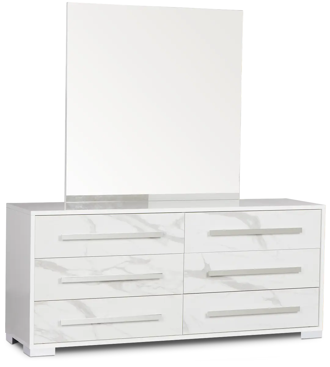 Modena White Dresser & Mirror Modena White Dresser & Mirror