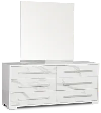 Modena White Dresser & Mirror