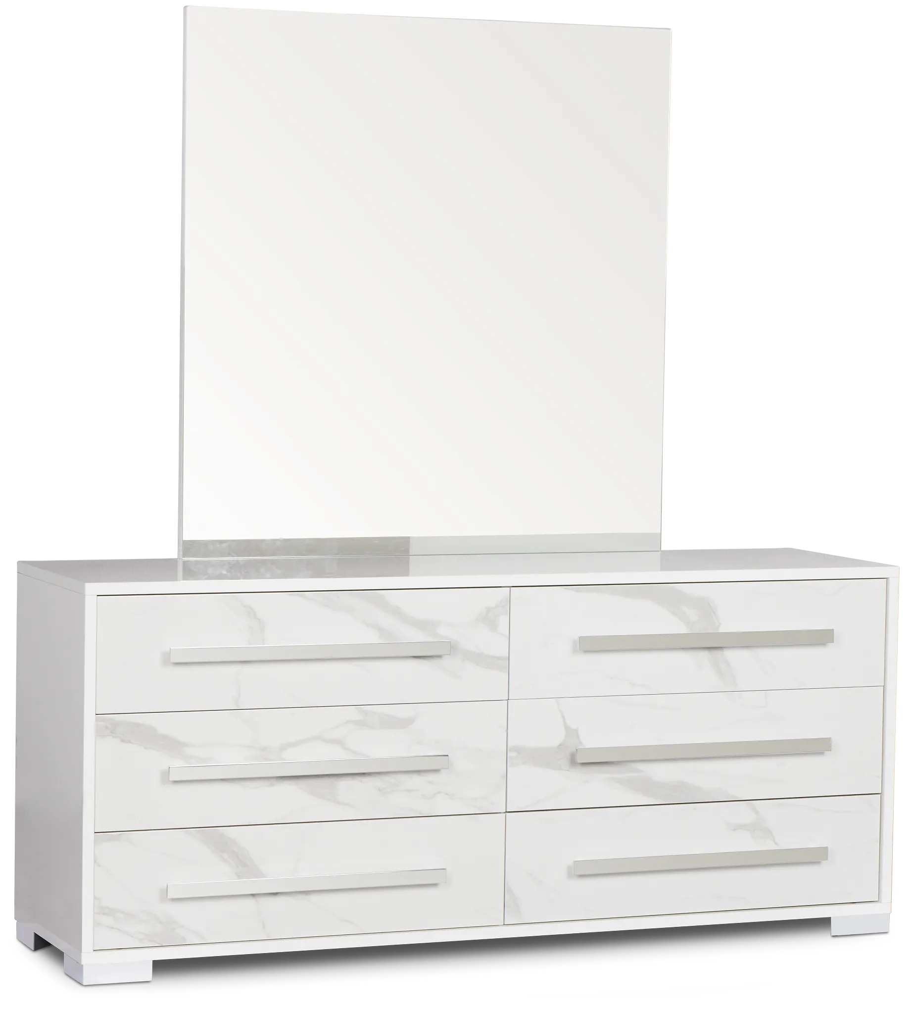 Modena White Dresser & Mirror