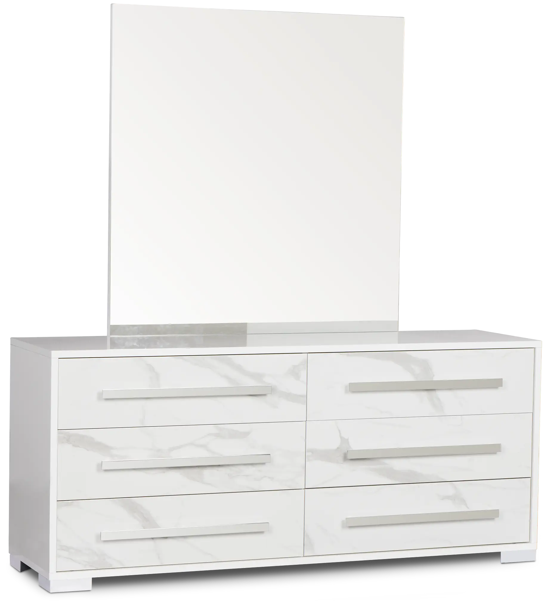 Modena White Dresser & Mirror Modena White Dresser & Mirror