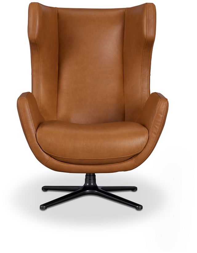 Penn Brown Leather Swivel Accent Chair