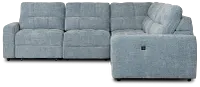 Hendrix Light Blue Fabric Medium Dual Power 2 Arm Extension Chaise Sectional