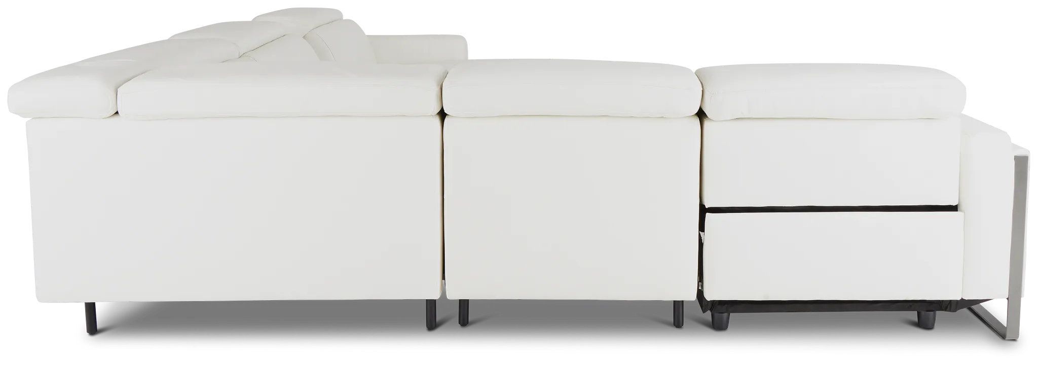 Atlas White Lthr/vinyl Medium Power Reclining Right Chaise Sectional