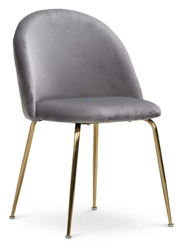 Capri Gray Upholstered Side Chair W/ Gold Legs (1)