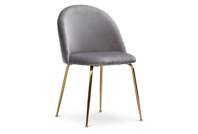 Capri Gray Upholstered Side Chair W/ Gold Legs