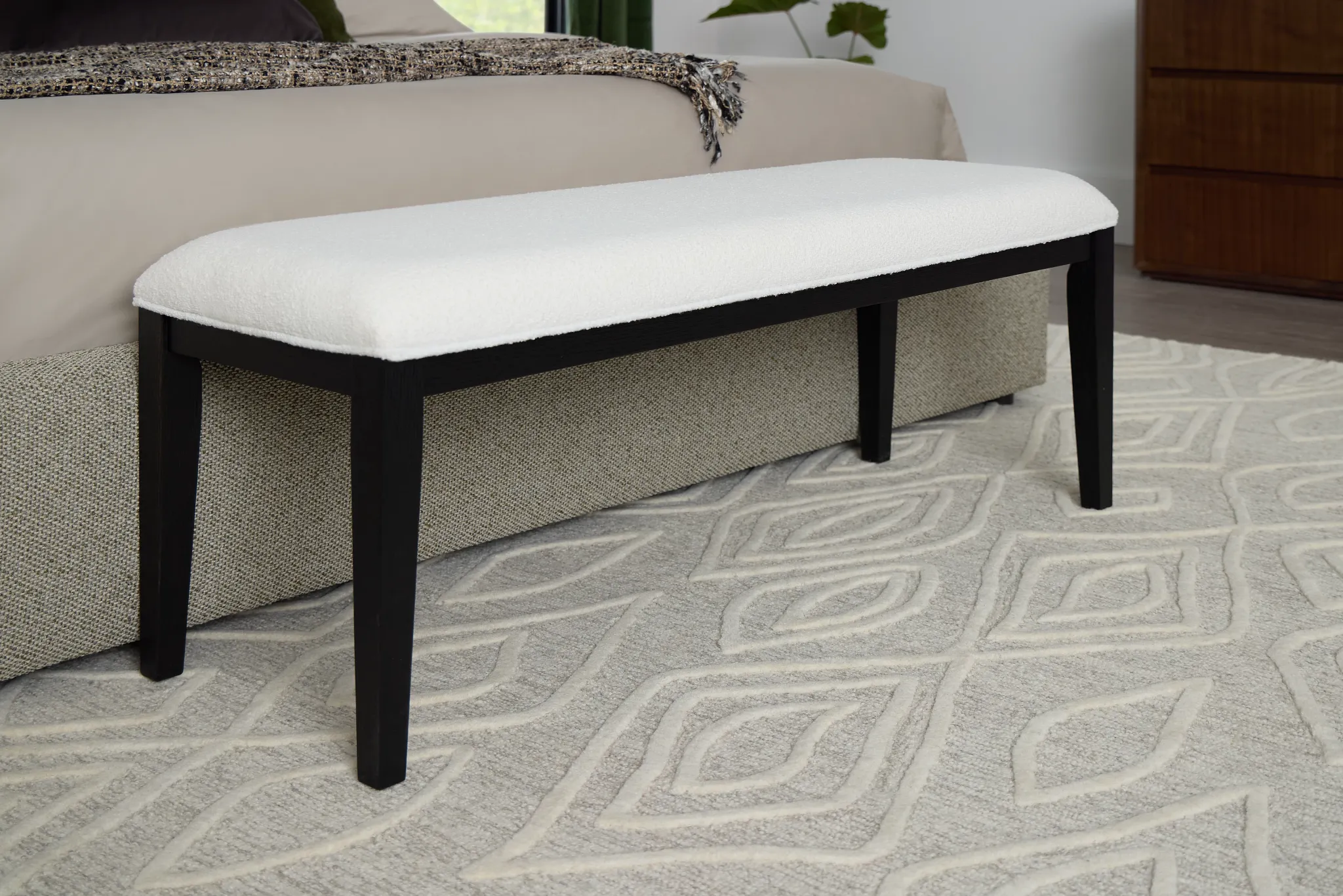 Alden Black Upholstered Dining Bench