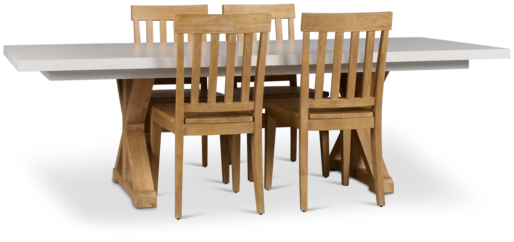 Nantucket Two-tone White Trestle Table & 4 Light Tone Chairs
