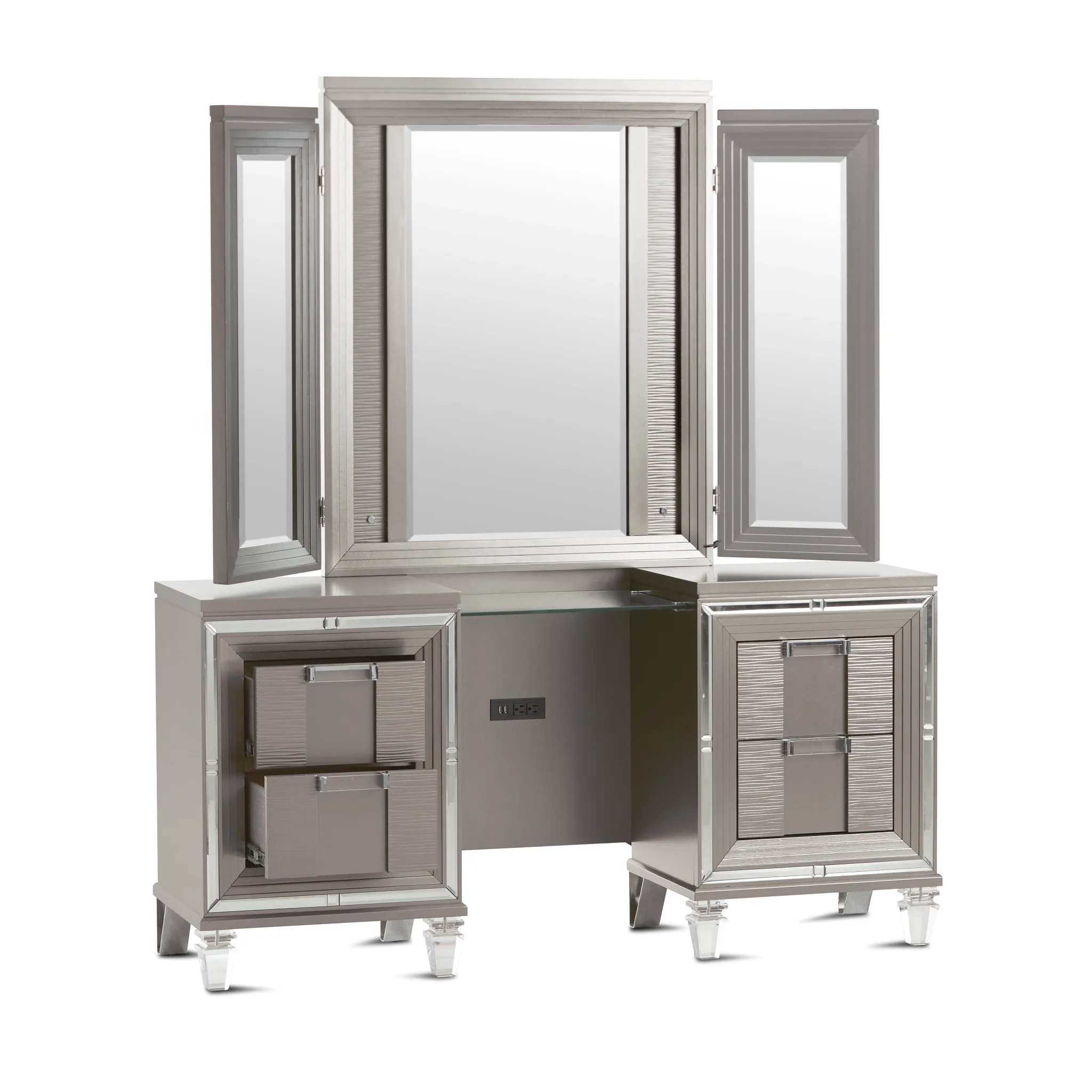 Vegas Gray Vanity & Mirror