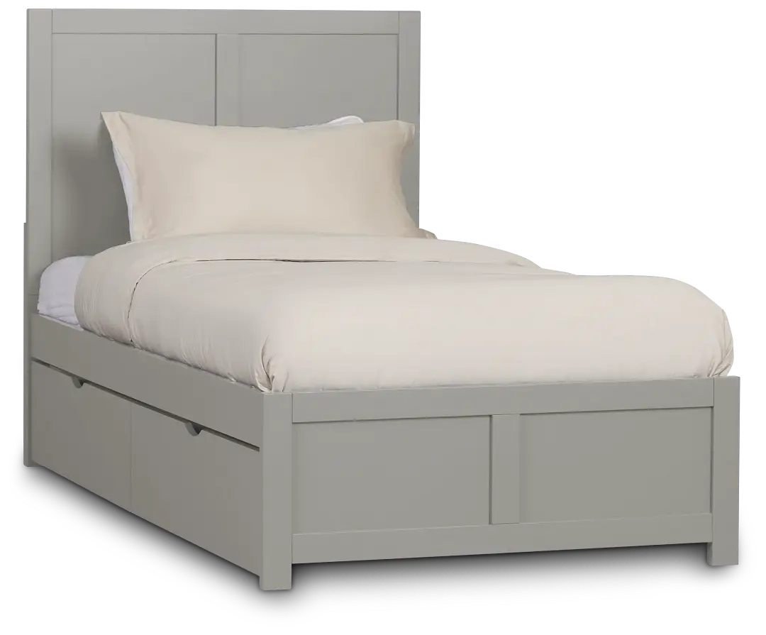 Charleston Gray Panel Bed With 4 Storage Drawers Charleston Gray Panel Bed With 4 Storage Drawers