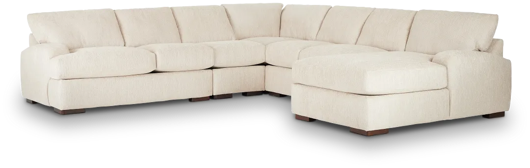 Alpha Beige Fabric Large Right Chaise Sectional