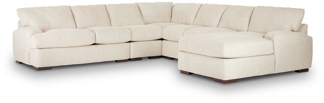 Alpha Beige Fabric Large Right Chaise Sectional (1)