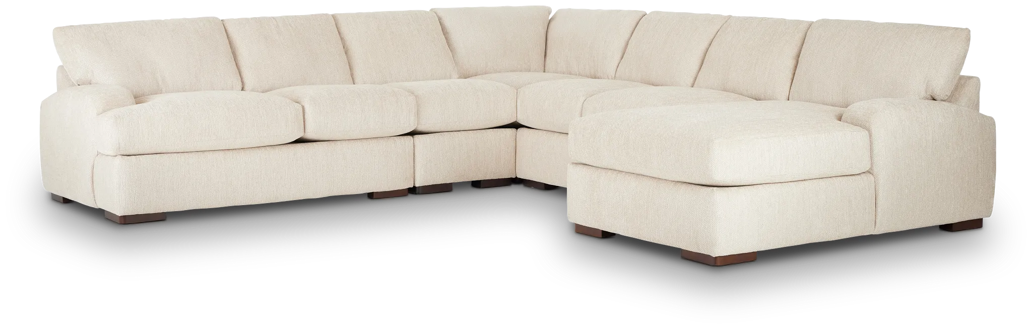 Alpha Beige Fabric Large Right Chaise Sectional