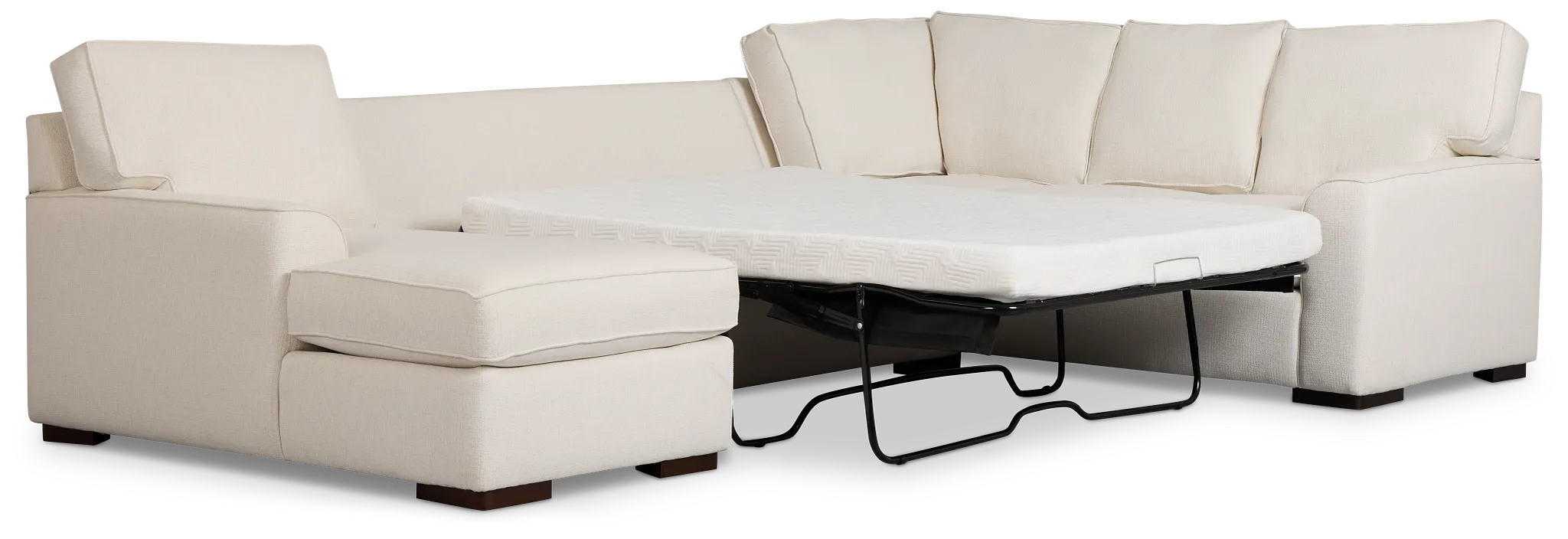 Sinclair Light Beige Fabric Left Chaise Cooling Memory Foam Sleeper Sectional