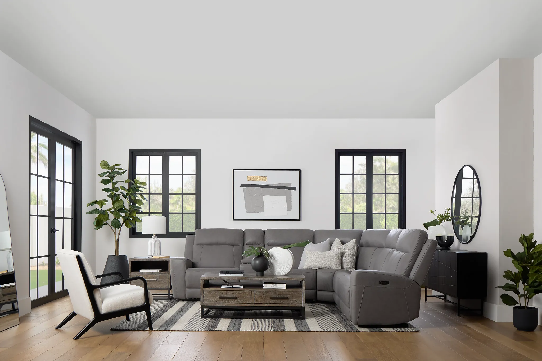 Colton Light Gray Micro Medium Triple Power 2-arm Sectional