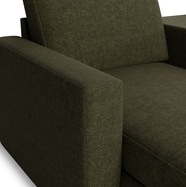 Citymod Green Fabric Large Left Chaise Sectional With Media Console