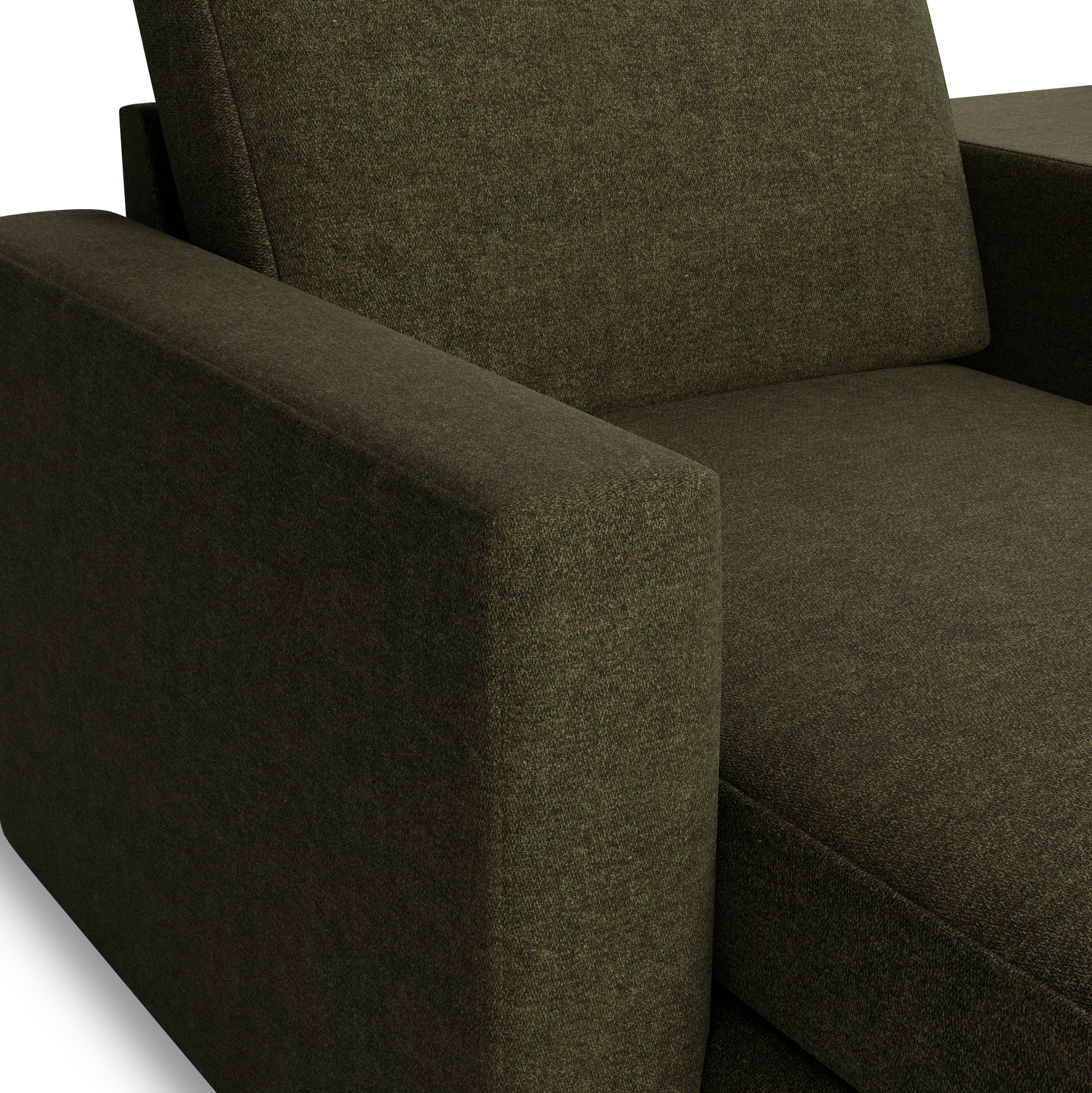 Citymod Green Fabric Large Left Chaise Sectional With Media Console