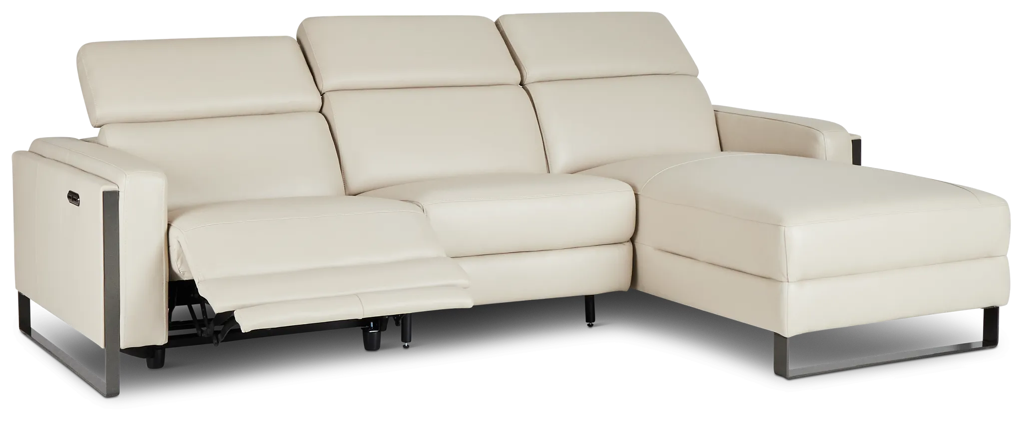 Atlas Taupe Lthr/vinyl Right Chaise Power Reclining Sectional