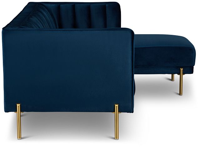 Bella Dark Blue Velvet Right Chaise Sectional