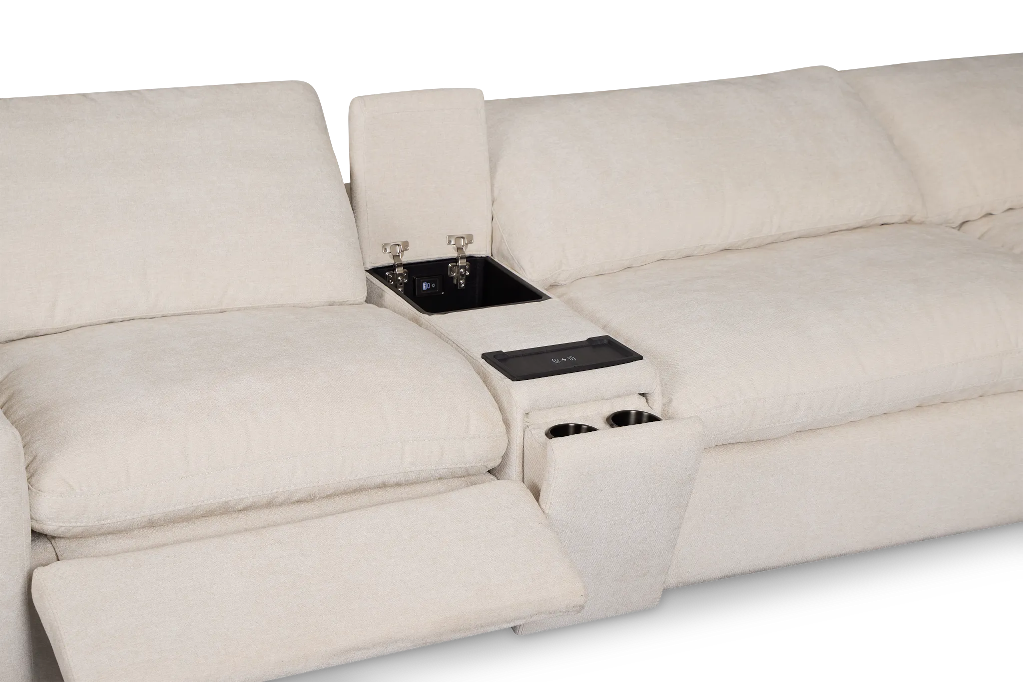 Drift Light Beige Fabric Large Dual Power Reclining Two-arm Sectional