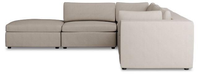 Destin Sutton Beige Fabric 5pc Bumper Sectional
