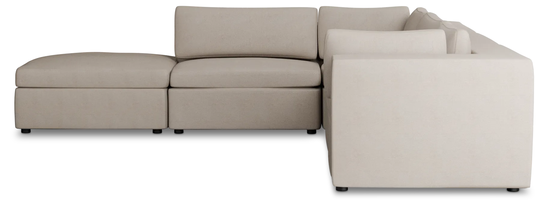 Destin Sutton Beige Fabric 5pc Bumper Sectional