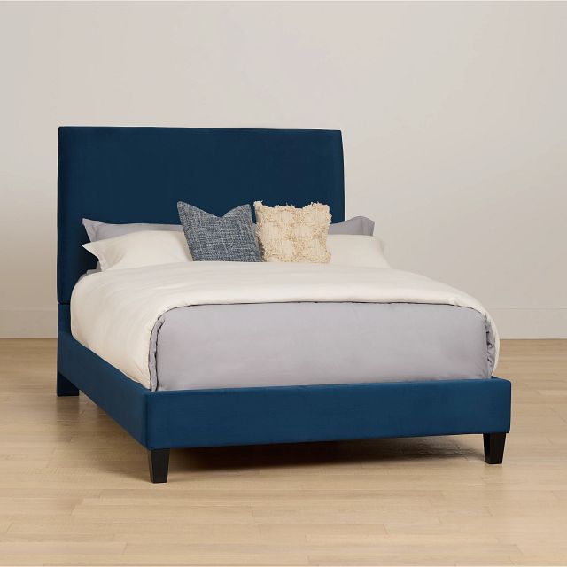 Lucy Dark Blue Uph Platform Bed