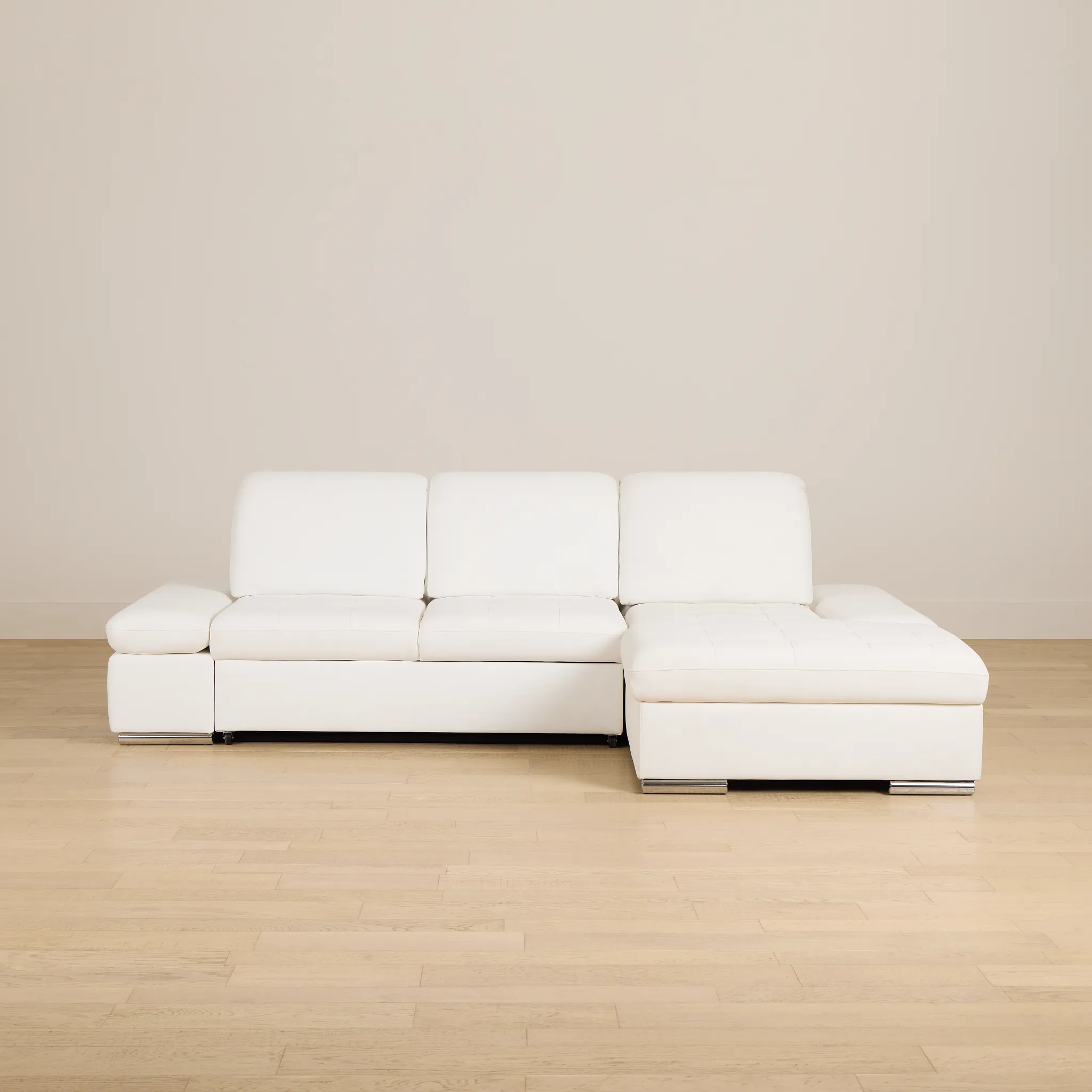 Eden White Micro Right Chaise Sleeper Sectional