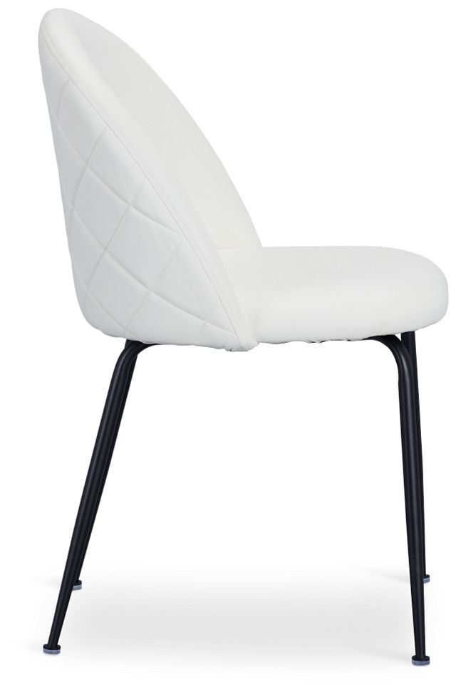 Capri White Micro Upholstered Side Chair W/ Black Legs