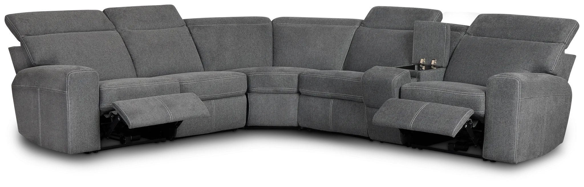 Callum Dark Gray Fabric Medium Dual Power 2-arm Reclining Sectional