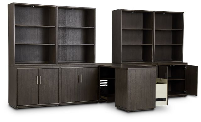 Highline Dark Tone Large Peninsula Door Wall Desk