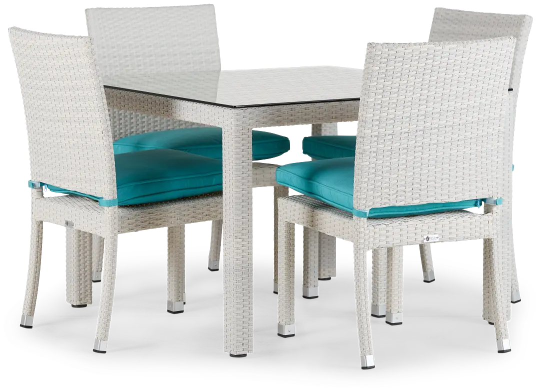 Bahia Dark Teal 40" Square Table & 4 Upholstered Chairs Bahia Dark Teal 40" Square Table & 4 Upholstered Chairs