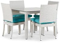 Bahia Dark Teal 40" Square Table & 4 Upholstered Chairs