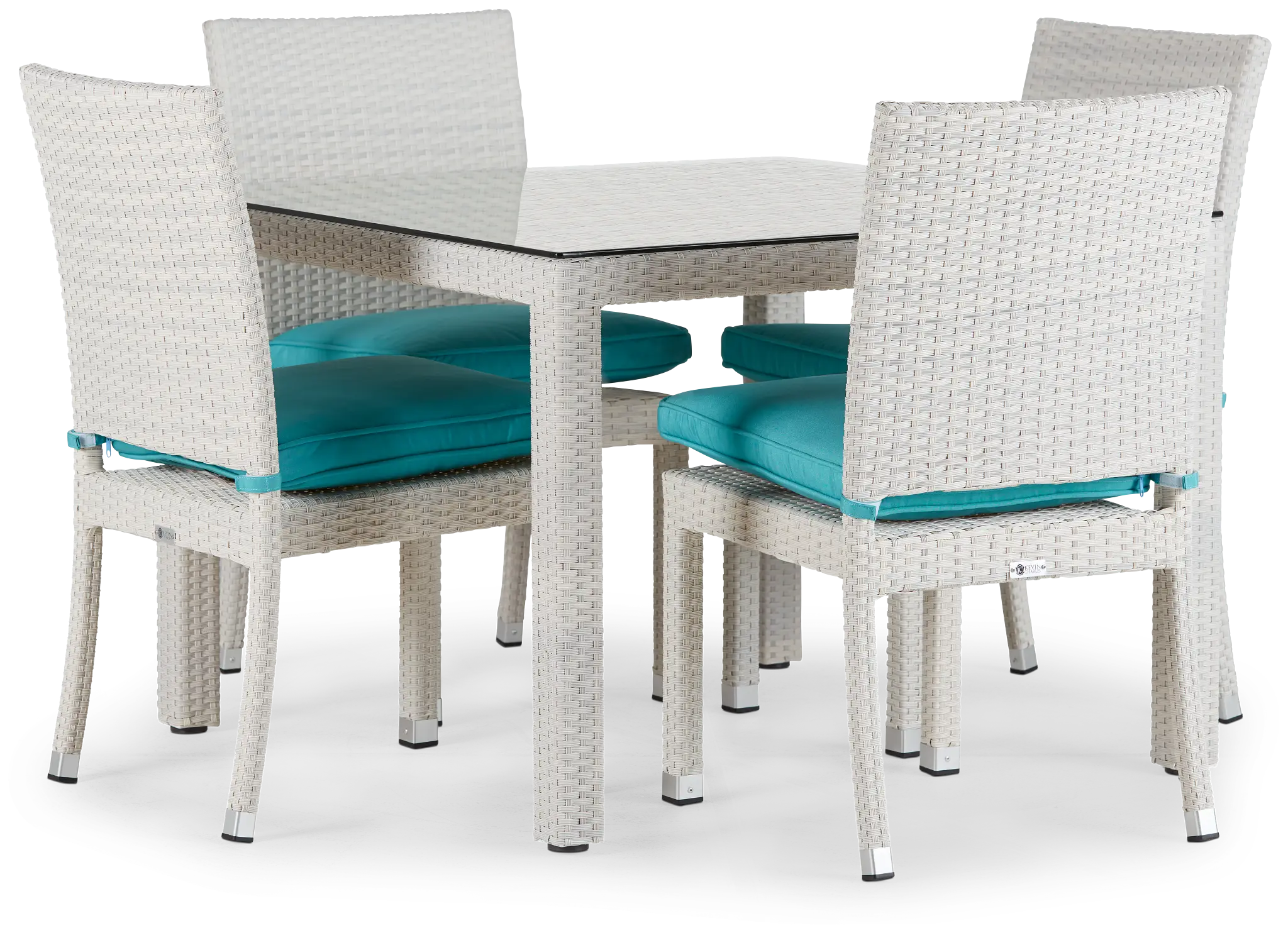 Bahia Dark Teal 40" Square Table & 4 Upholstered Chairs Bahia Dark Teal 40" Square Table & 4 Upholstered Chairs