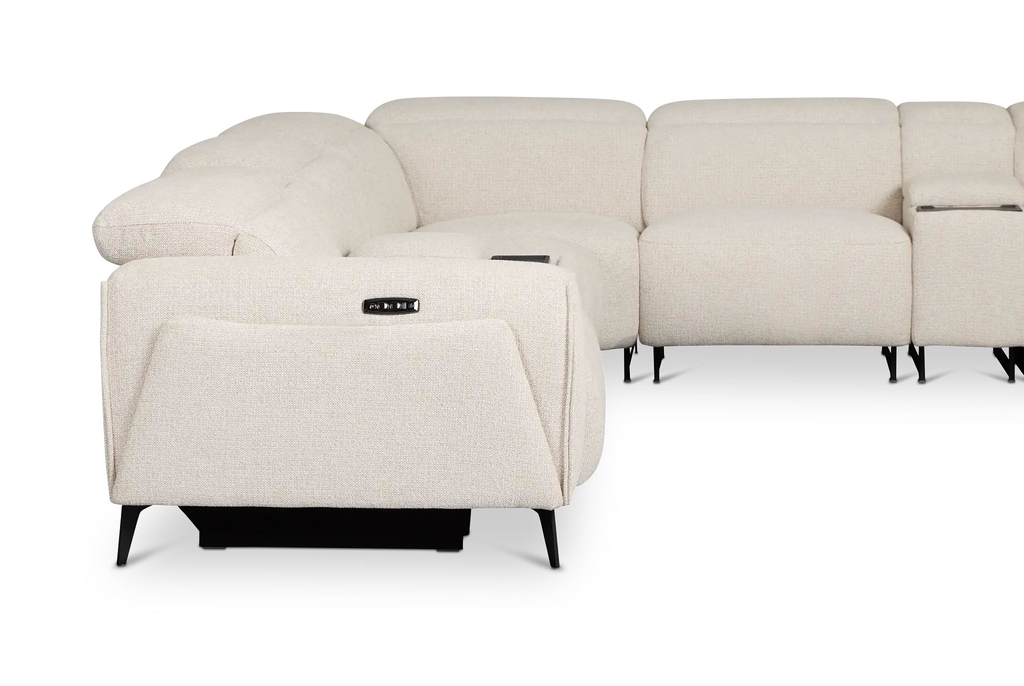 Reyna Light Beige Fabric Large Dual Power Reclining Two-arm Sectional Reyna Light Beige Fabric Large Dual Power Reclining Two-arm Sectional