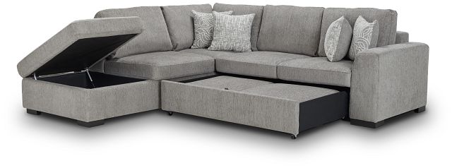 Blakely Gray Fabric Small Left Bumper Sleeper Sectional