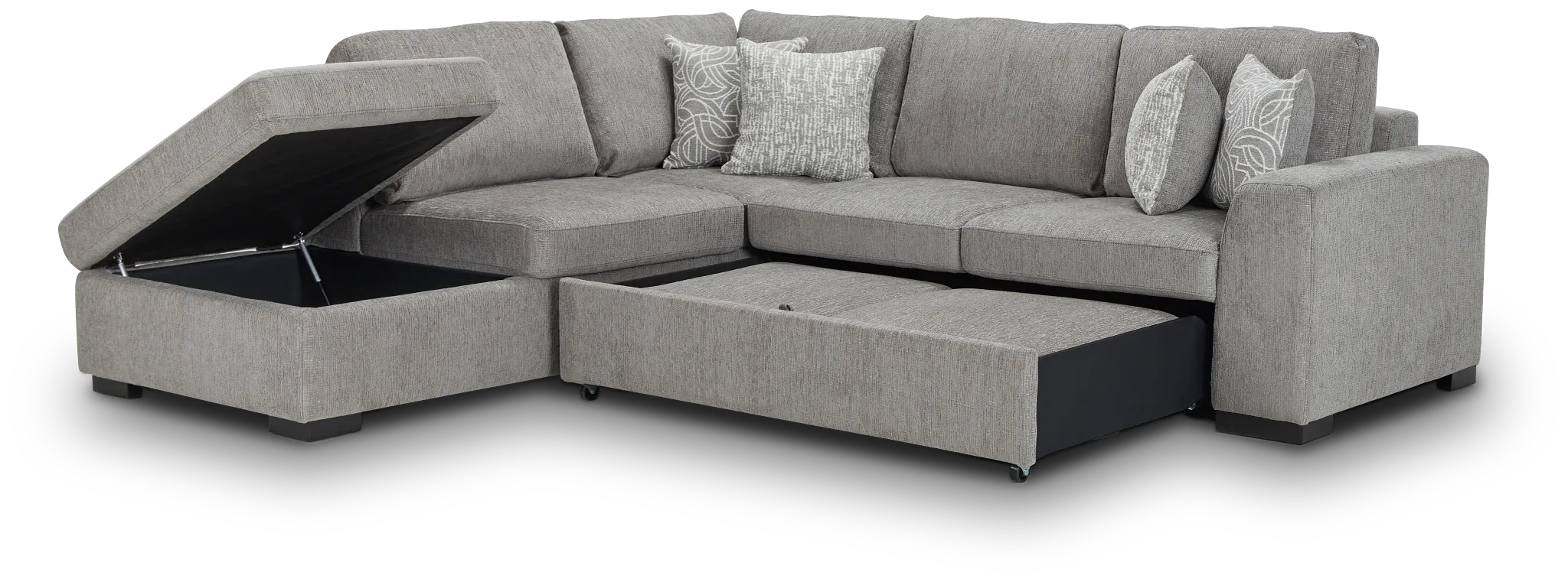 Blakely Gray Fabric Small Left Bumper Sleeper Sectional