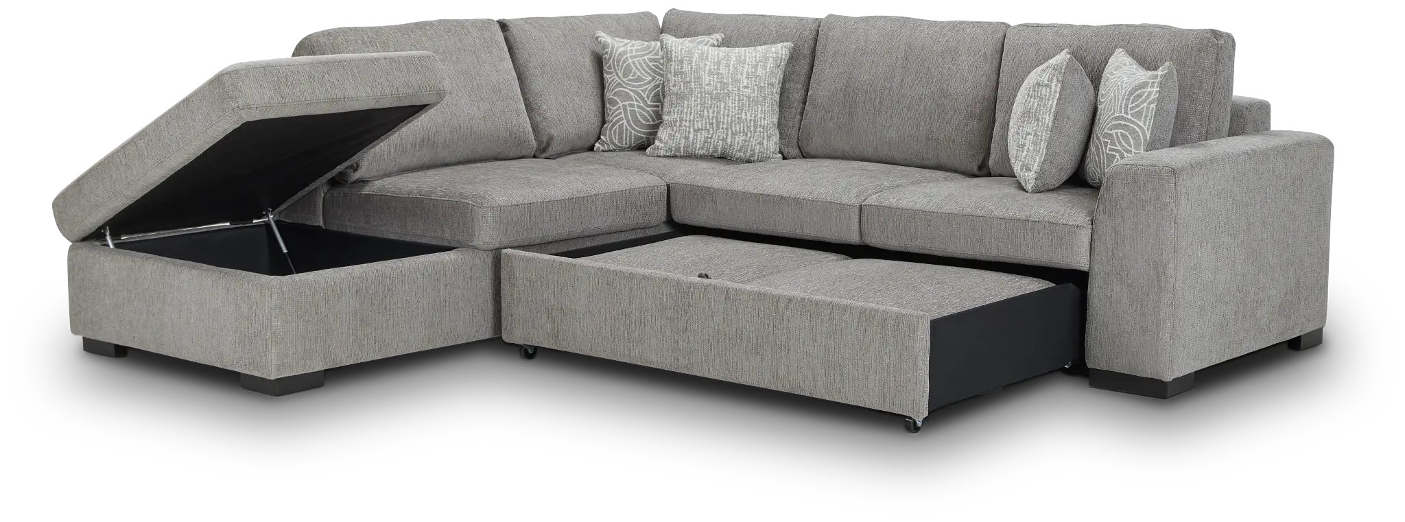 Blakely Gray Fabric Small Left Bumper Sleeper Sectional Blakely Gray Fabric Small Left Bumper Sleeper Sectional