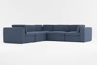 Destin Peyton Dark Blue Fabric 5-piece Modular Sectional
