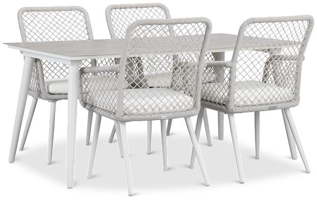Andes White Rectangular Table & 4 Chairs (3)