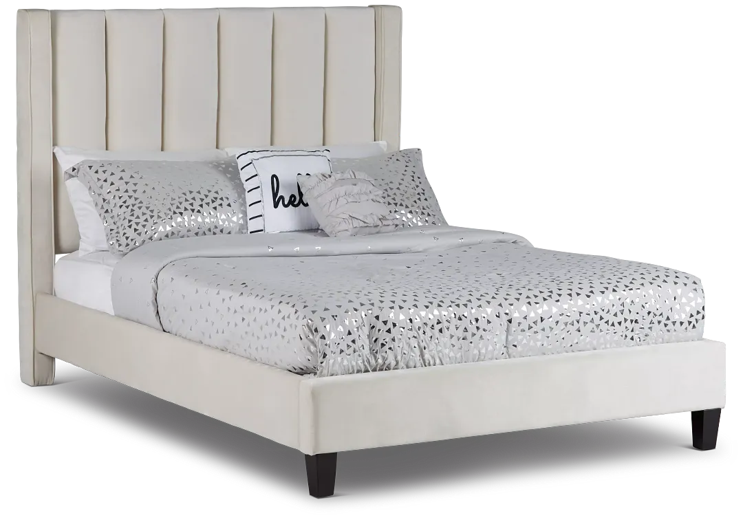 Audrey Beige Velvet Platform Bed