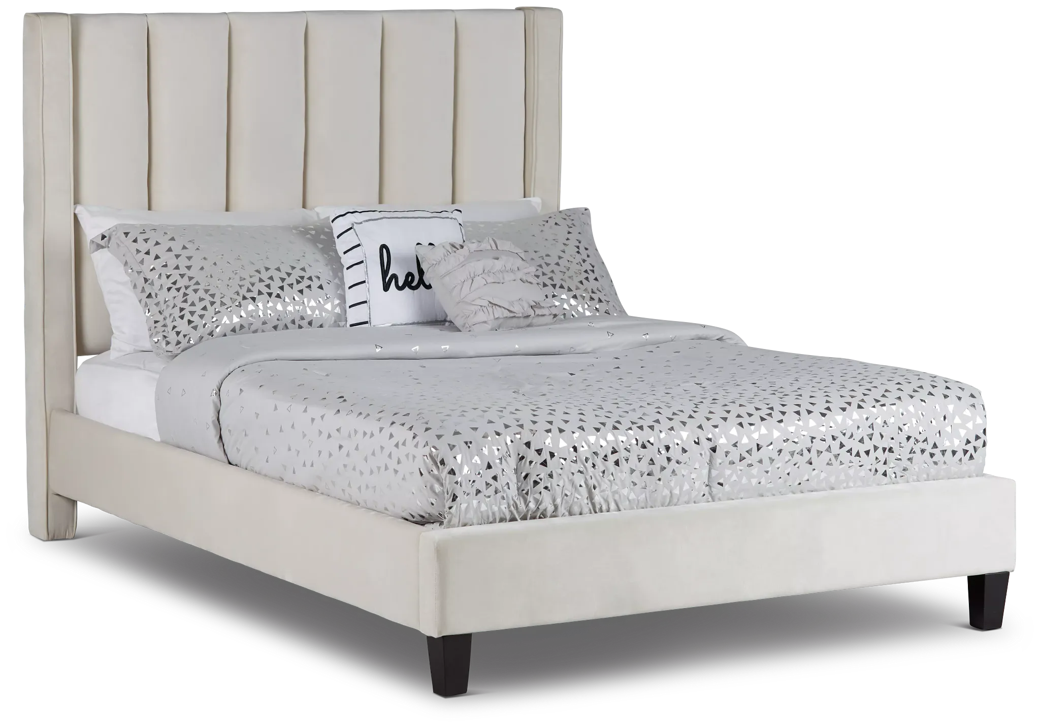 Audrey Beige Velvet Platform Bed