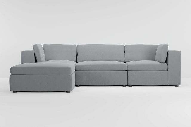 Destin Revenue Gray Fabric 4-piece Bumper Sectional