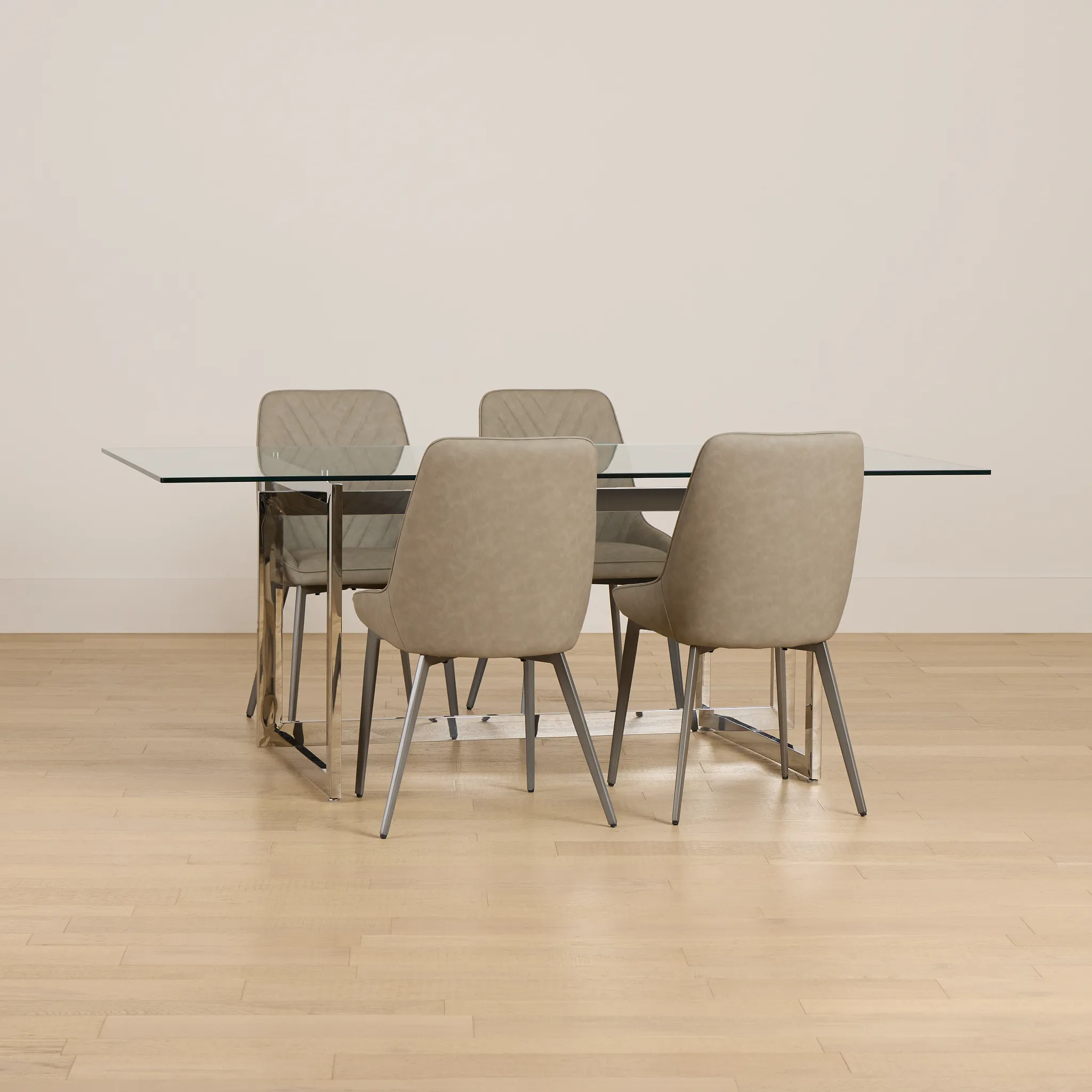 Maricopa Gray Extension Table & 4 Light Gray Upolstered Chairs