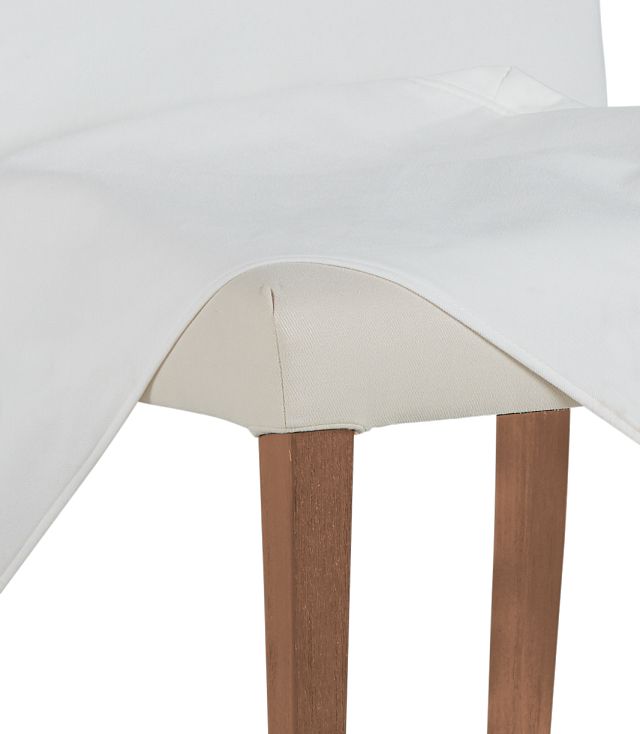 Harbor White Long Slipcover Chair With Light Tone Leg