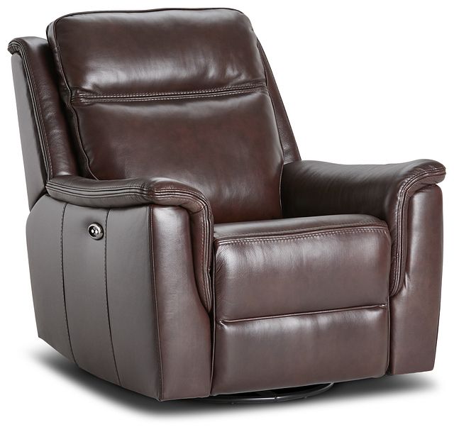 Aiden Brown Leather Power Swivel Glider Recliner