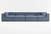 Destin Maguire Blue Fabric 8-piece Pit Sectional