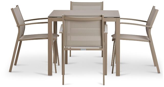 Lisbon Khaki 36" Square Table & 4 Chairs