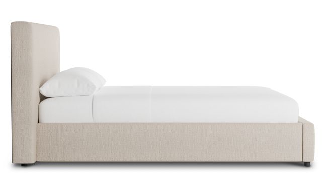 Grayton Linen Beige 44" Upholstered Platform Bed
