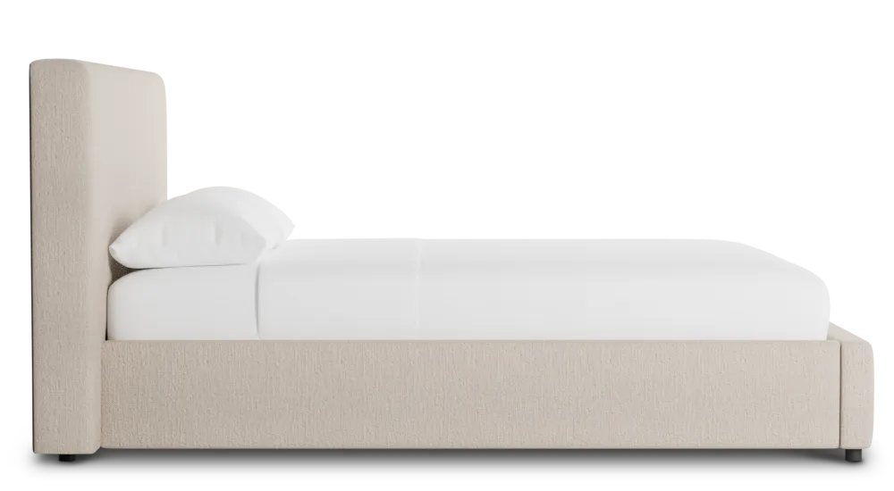 Grayton Linen Beige 44" Upholstered Platform Bed