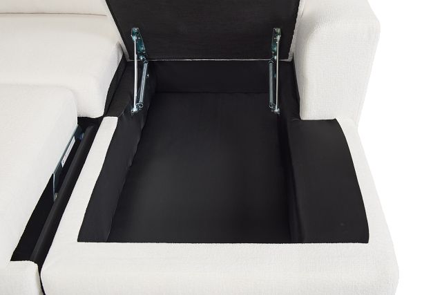 Everly White Fabric Medium Right Chaise Storage Sectional